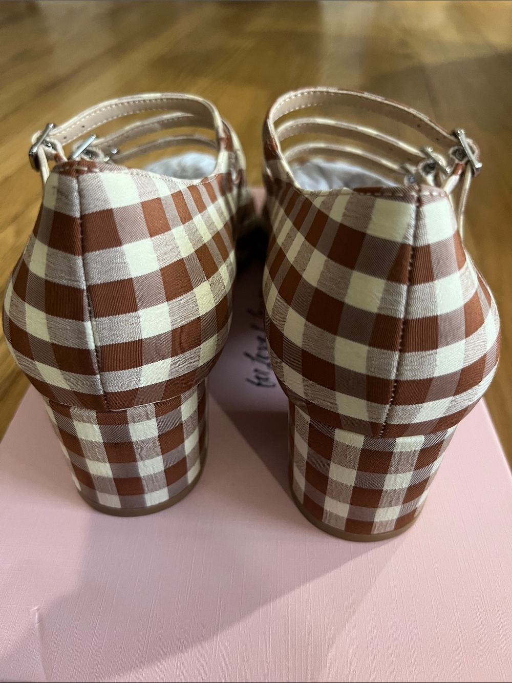 For love & lemons NEW W BOX brown gingham Jolie cottagecore pumps sz 7 - Picture 6 of 7